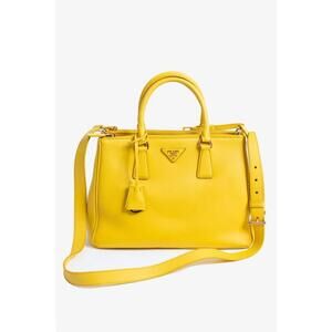 Prada Sunny Yellow Large Galleria Leather Tote Bag w/ Crossbody/Shoulder Strap